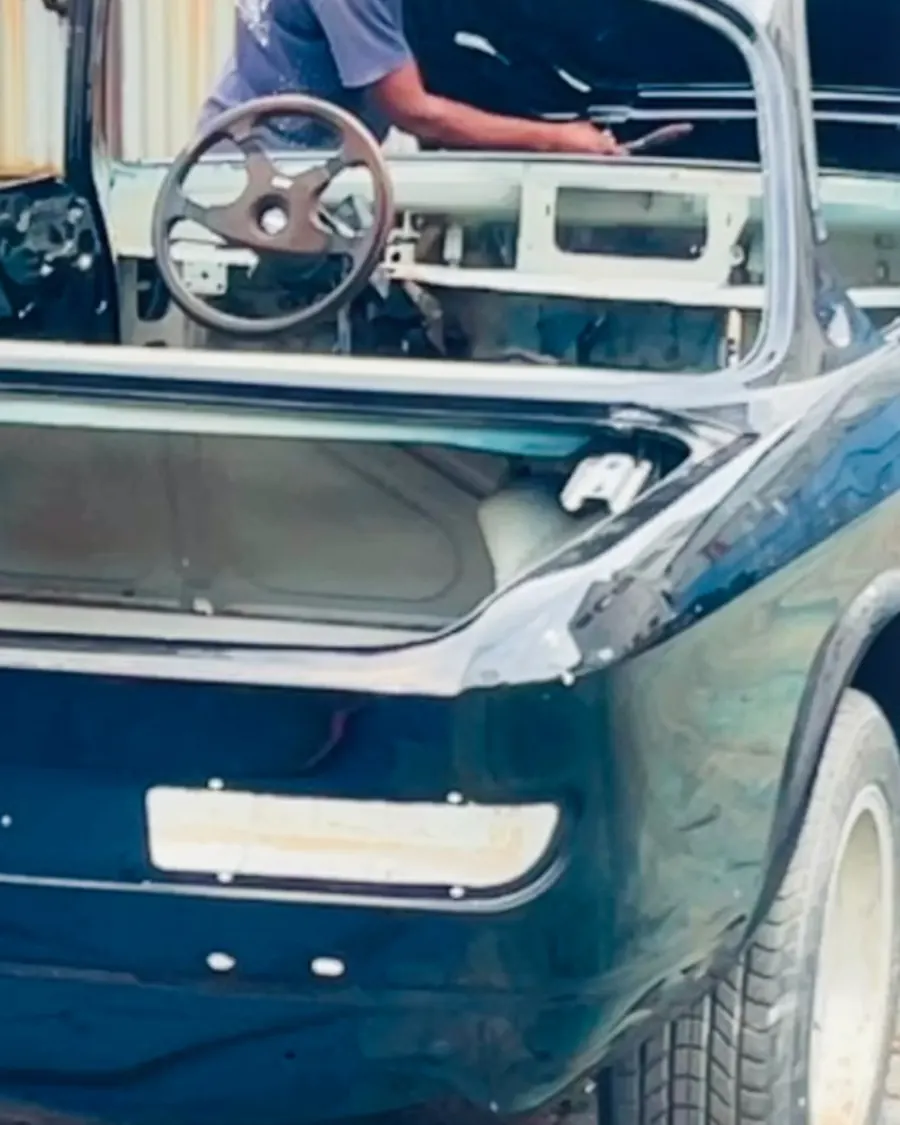 Classic car with original paint before sandblasting